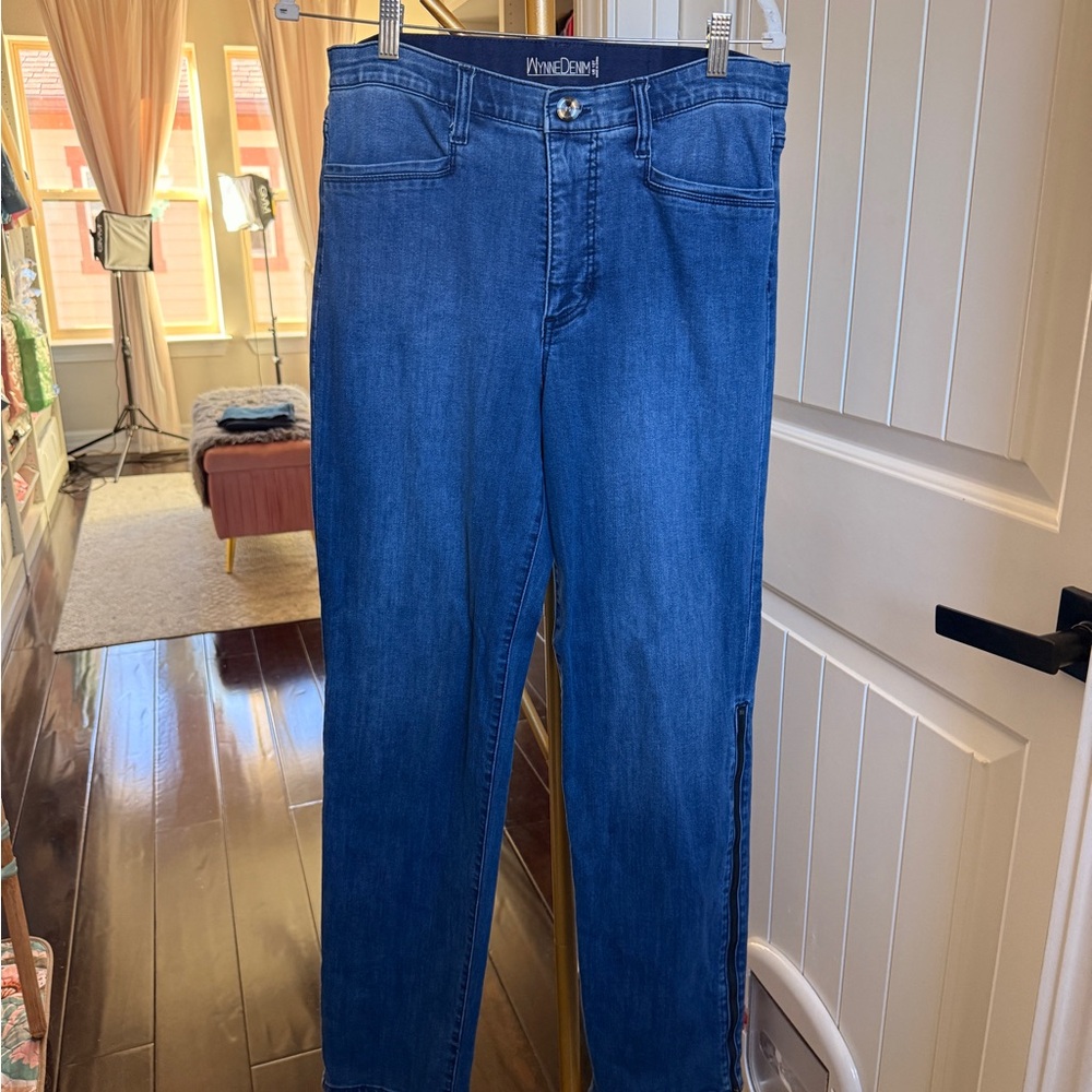 MarlaWynne Women's Straight Leg Jeans - Deep Blue Size 12 T